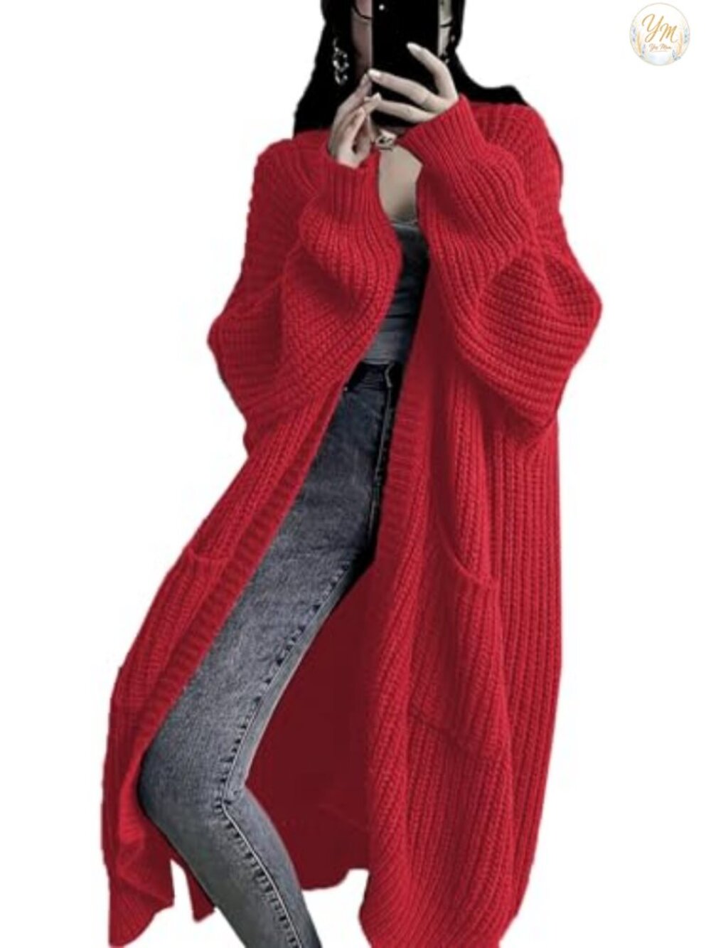 Womens Long Cardigan Sweater Open Front Oversized Duster Cable Knit with Pockets